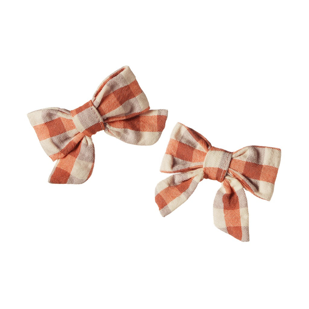 Bow Hair Clips 2 Pack || Dandelion Gingham