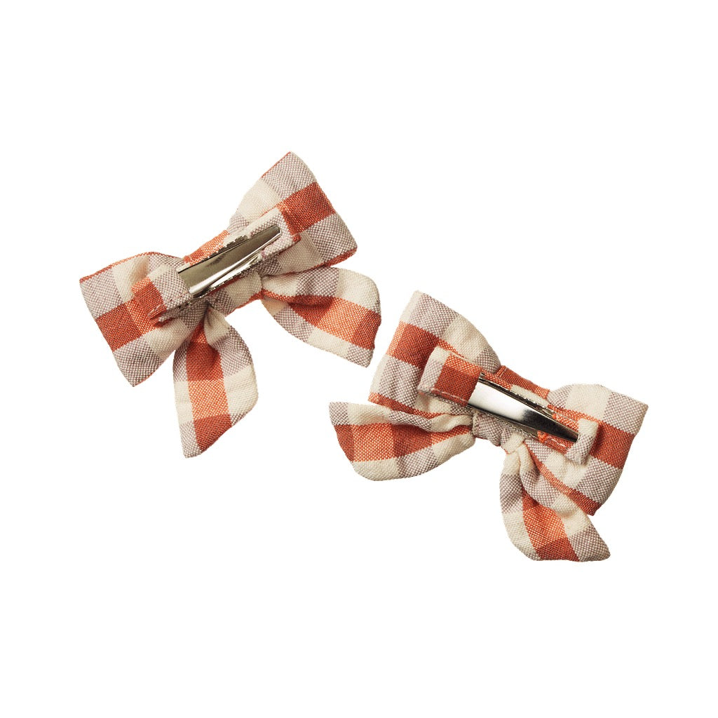Bow Hair Clips 2 Pack || Dandelion Gingham