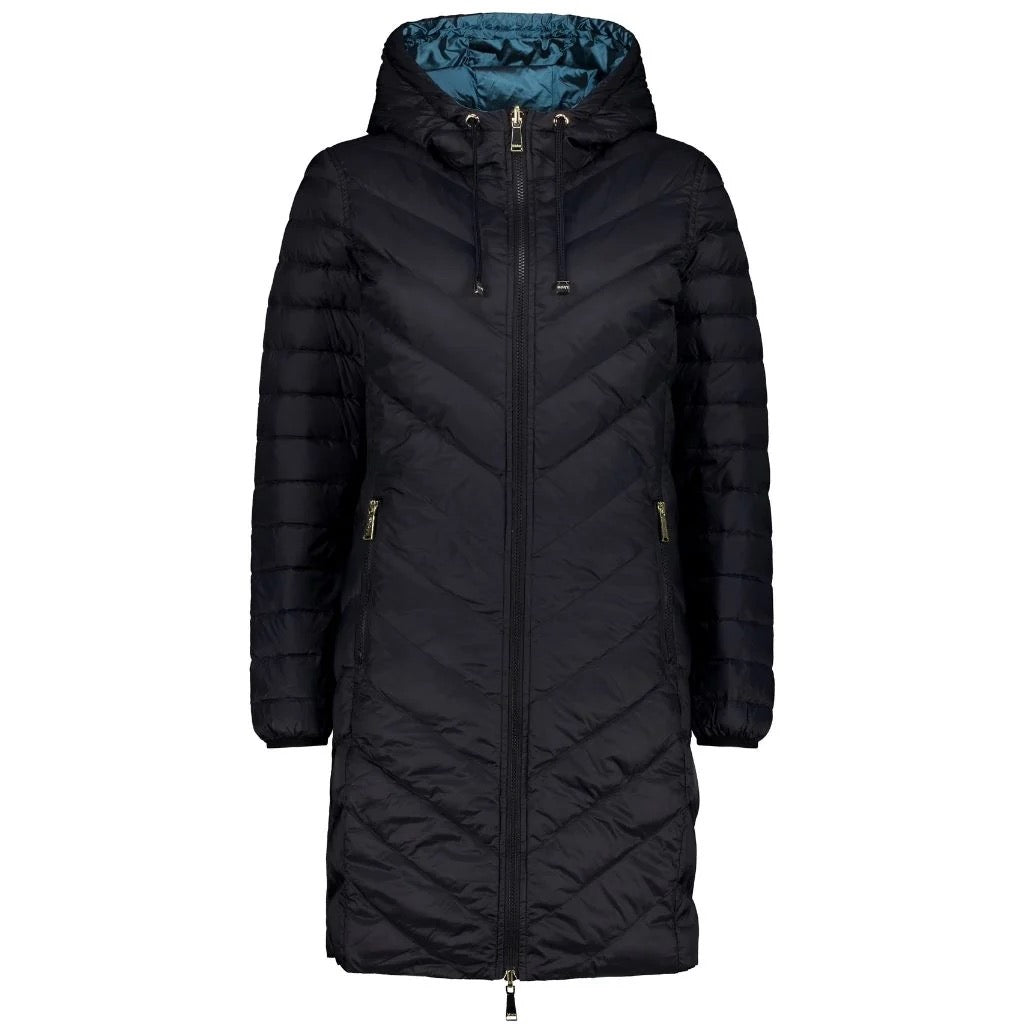 Arnie Womens Reversible Down Jacket || Black/Empire Teal