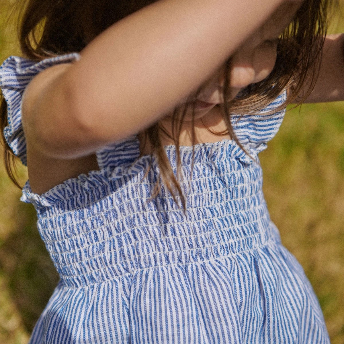 Gala Dress Linen || Blue Stripe
