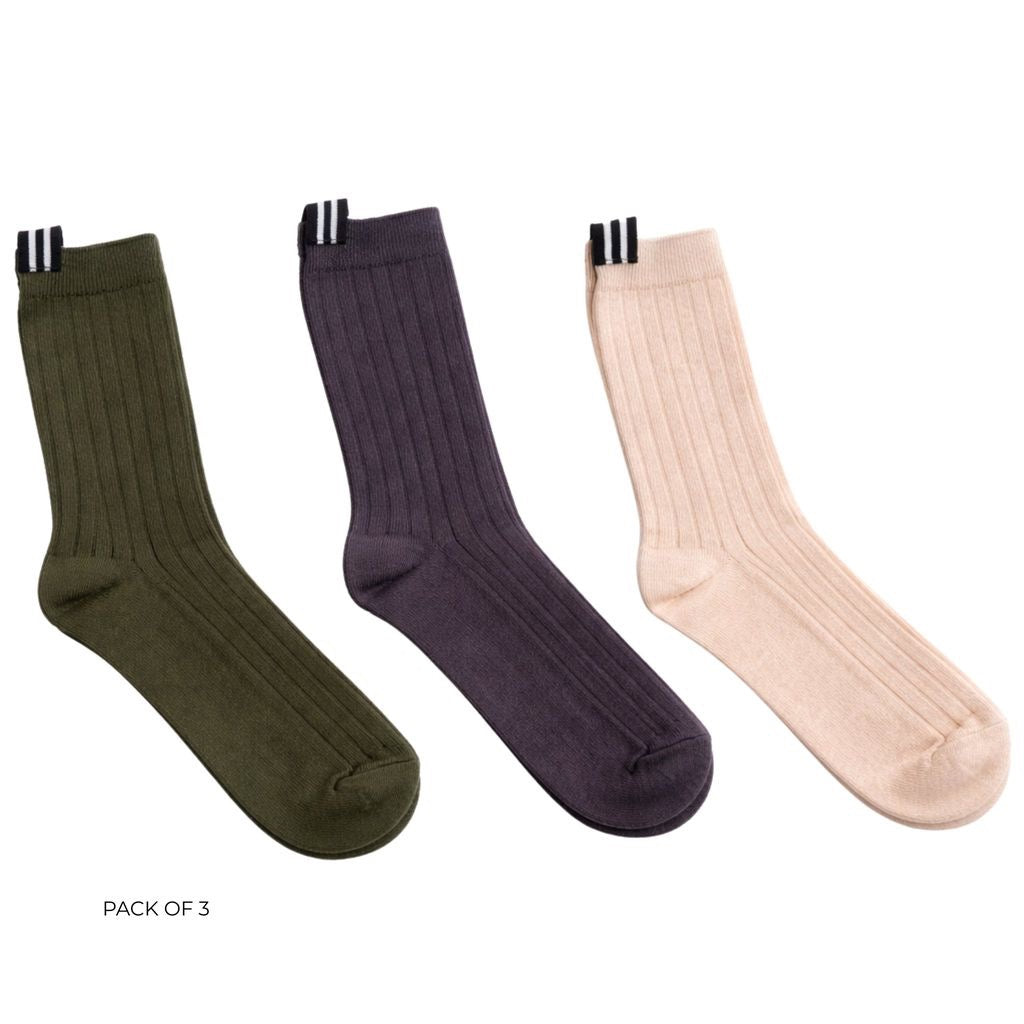 Lily - Women's Blend Socks || Cocoa Powder/Blush/Bonsai