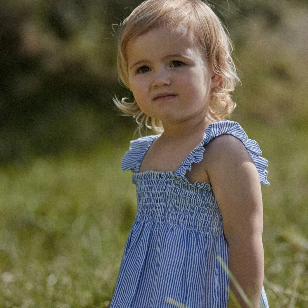 Gala Dress Linen || Blue Stripe