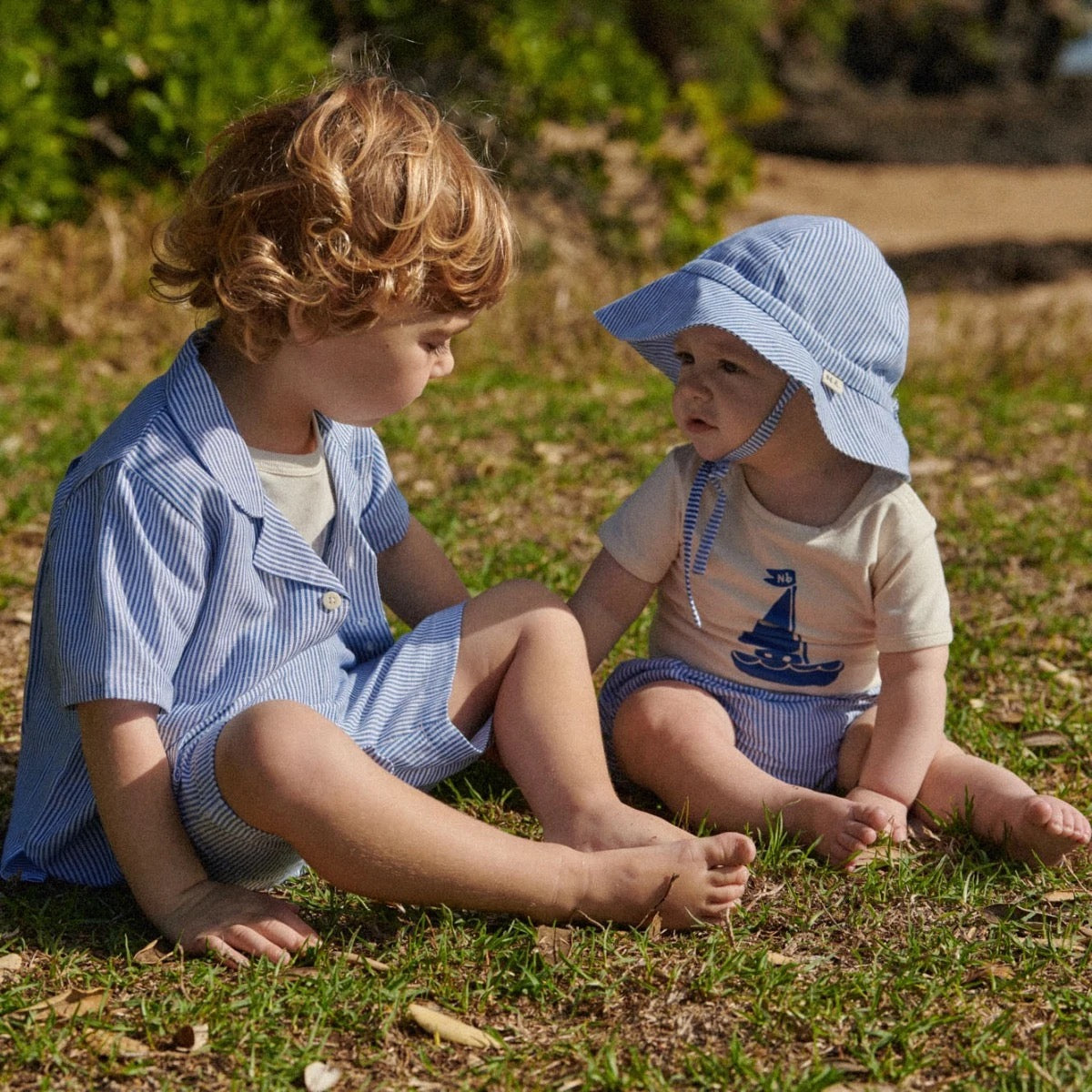 James Shorts Linen || Blue Stripe