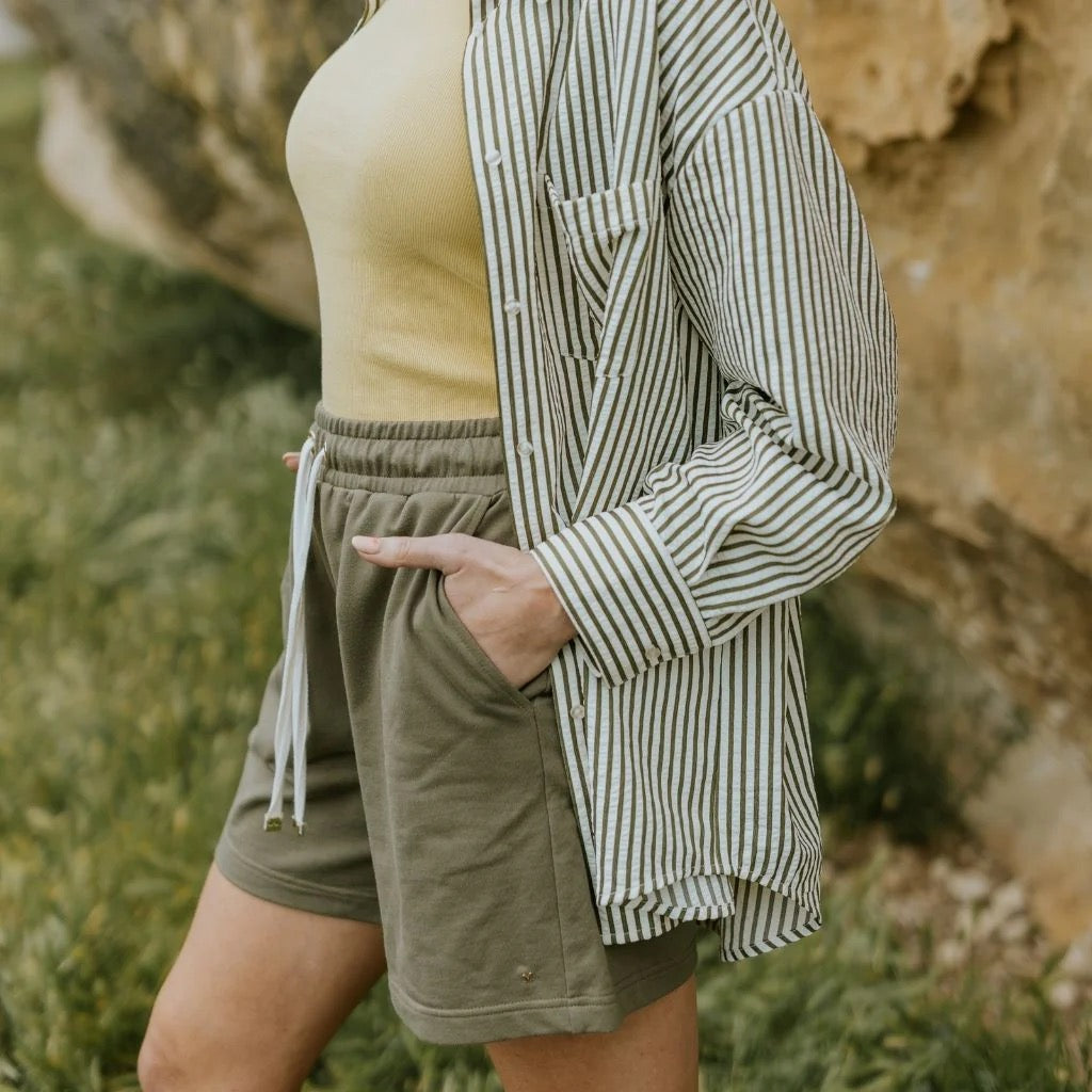 Sassy Stripe Shirt || Bonsai/White Stripe