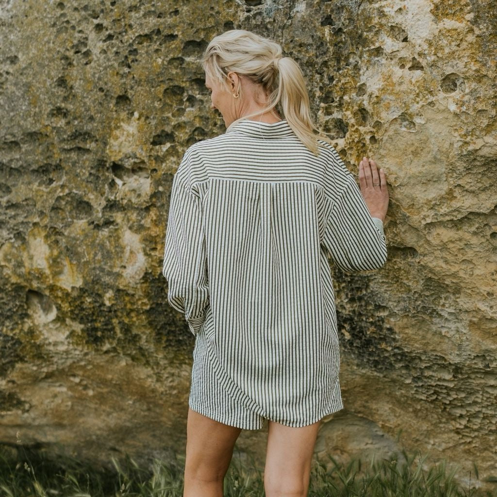 Sassy Stripe Shirt || Bonsai/White Stripe