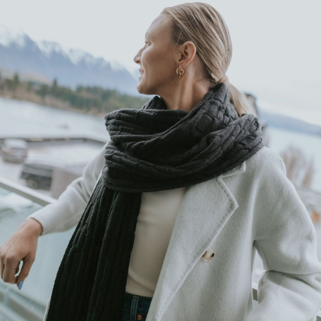 Adele - Cable Knit Scarf || Cocoa Powder