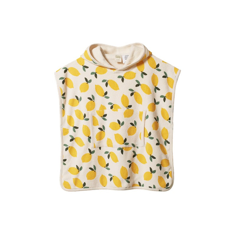 Organic Cotton Poncho Towel || Lemon Print