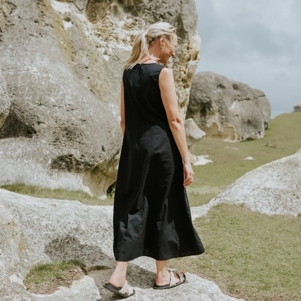 Anna - Womens Drop Waist Dress || Black