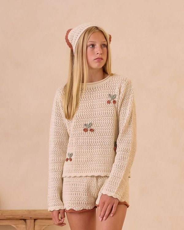 Crochet Knit Pullover Teen || Cherries