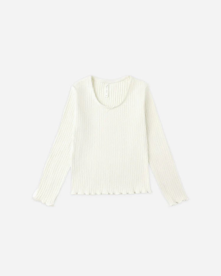 Ribbed Long Sleeve Tee || Ivory