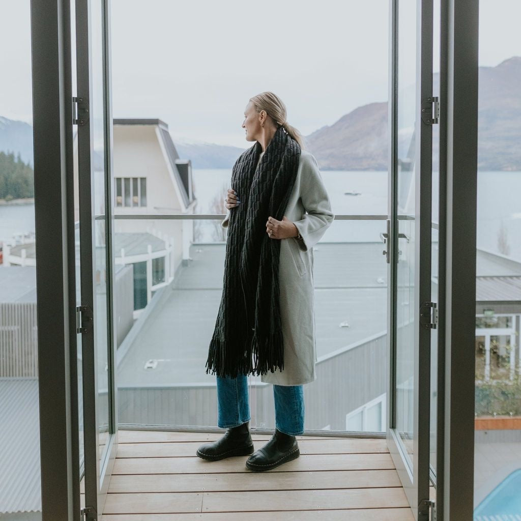 Adele - Cable Knit Scarf || Cocoa Powder