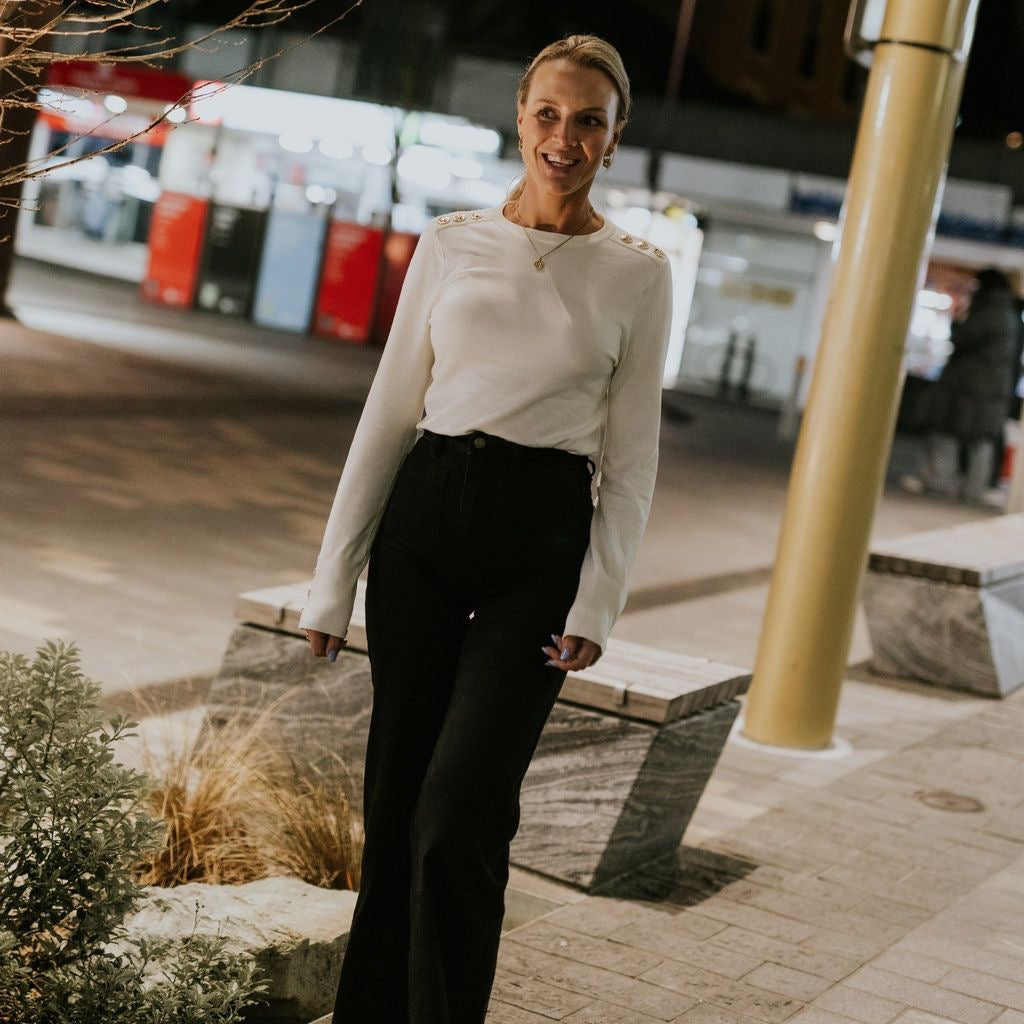 Nicki - Women's Knit Sweater || Pearl