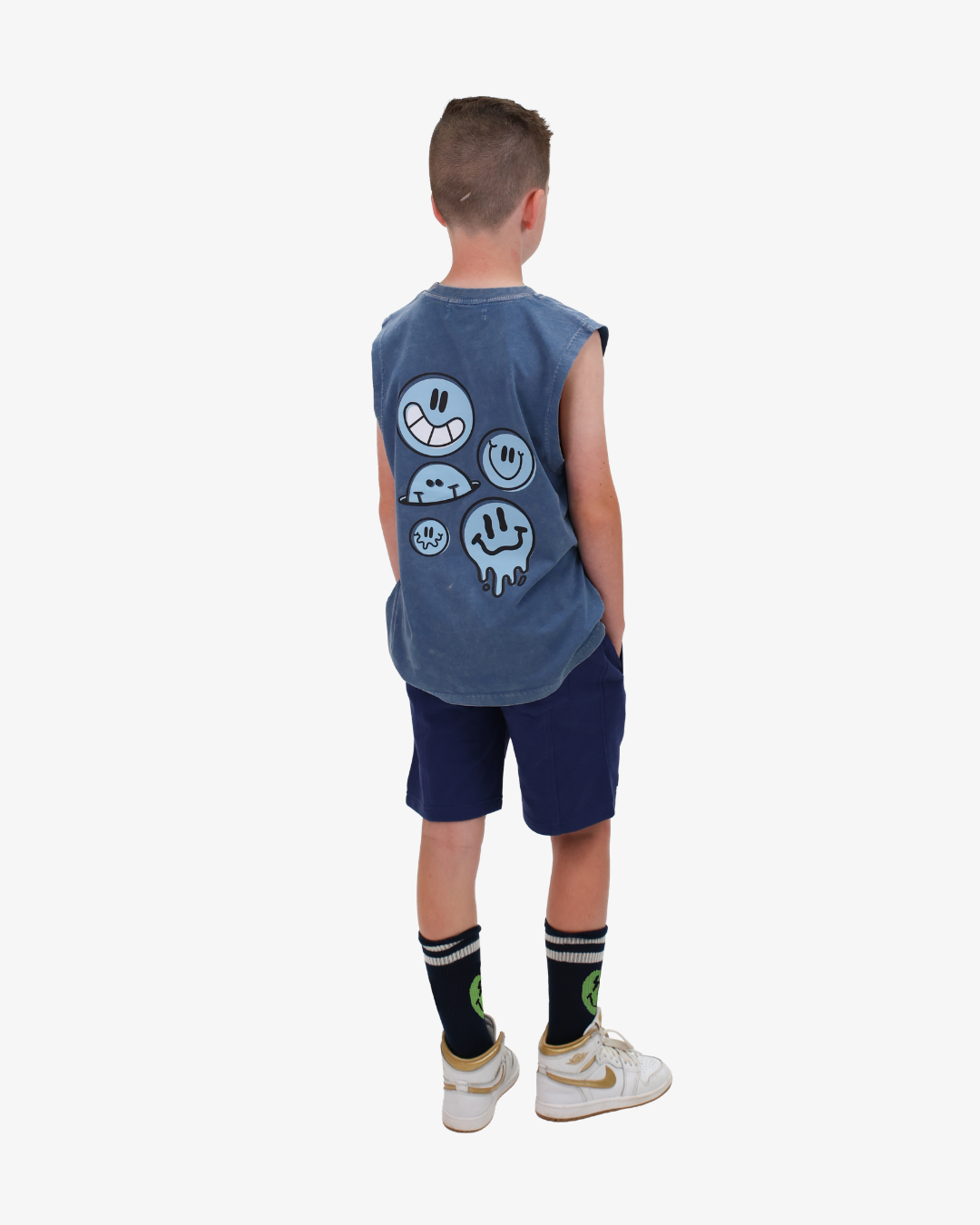 Blue Wash Smiley Tank