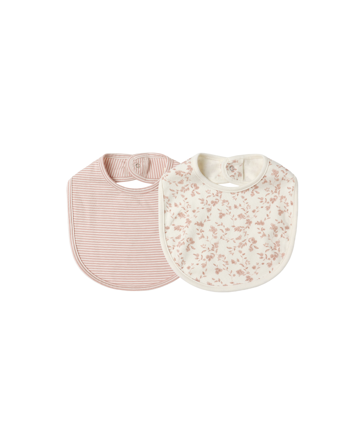 Jersey Snap Bib 2 Pack || French Garden/Rose Micro Stripe