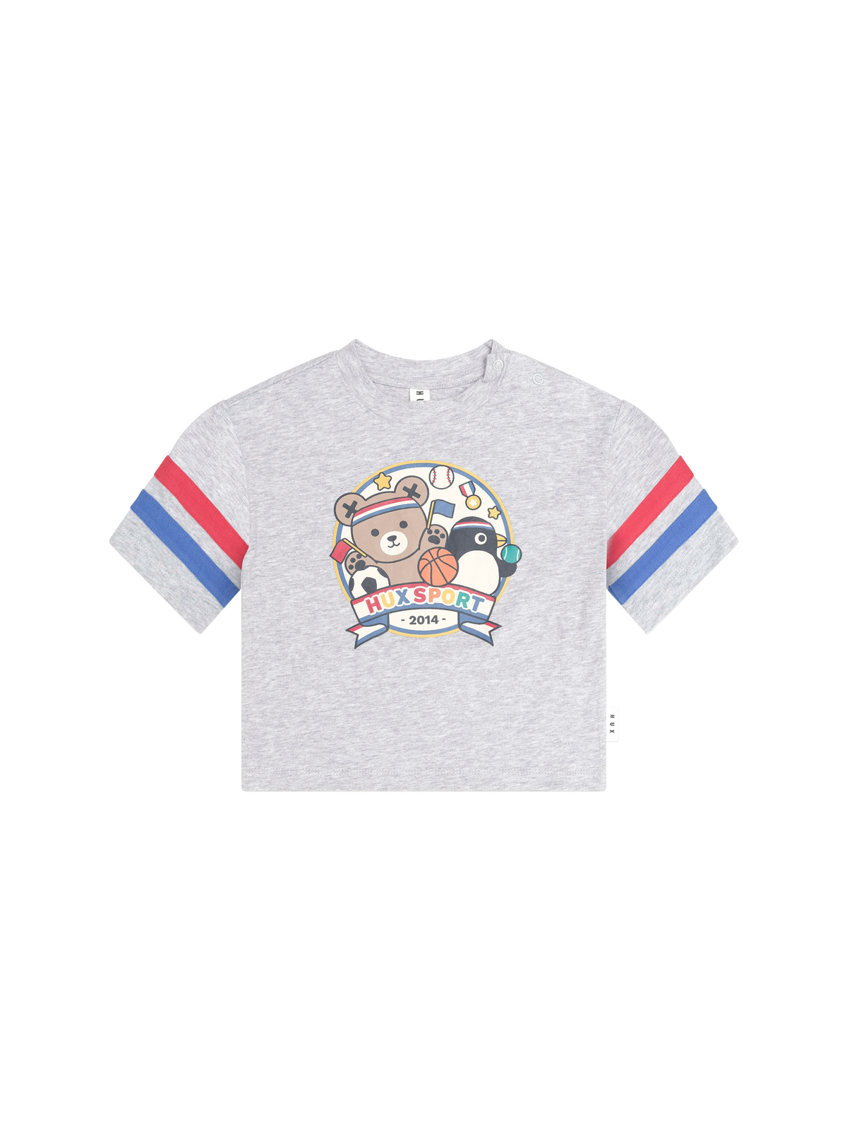 Hux Sport Stripe Slouchy Tee || Grey Marle