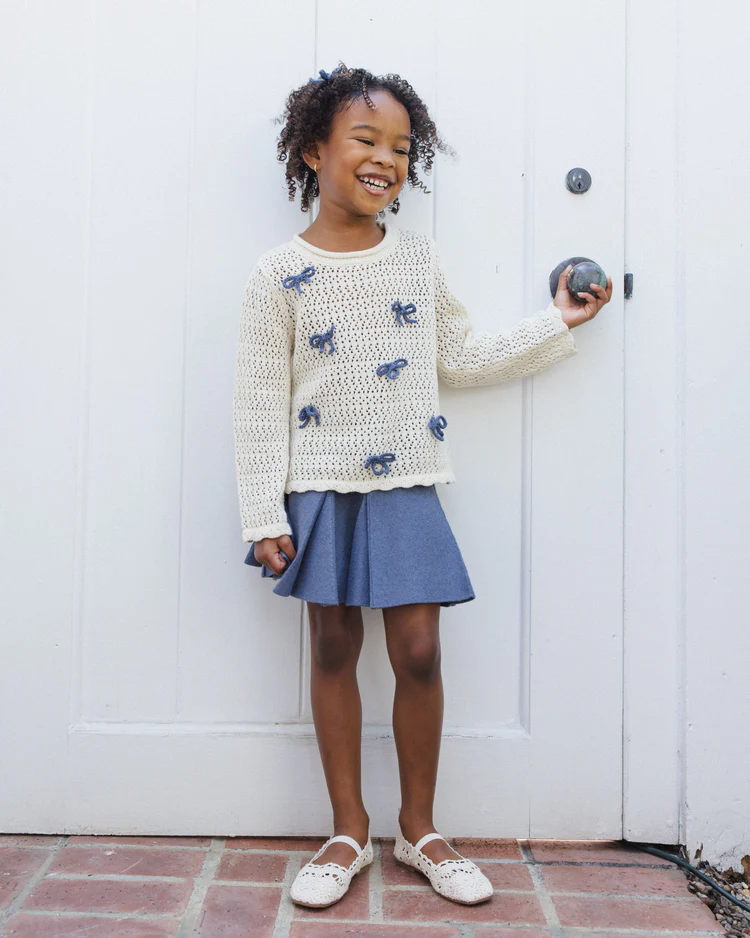 Crochet Knit Pullover || Bows