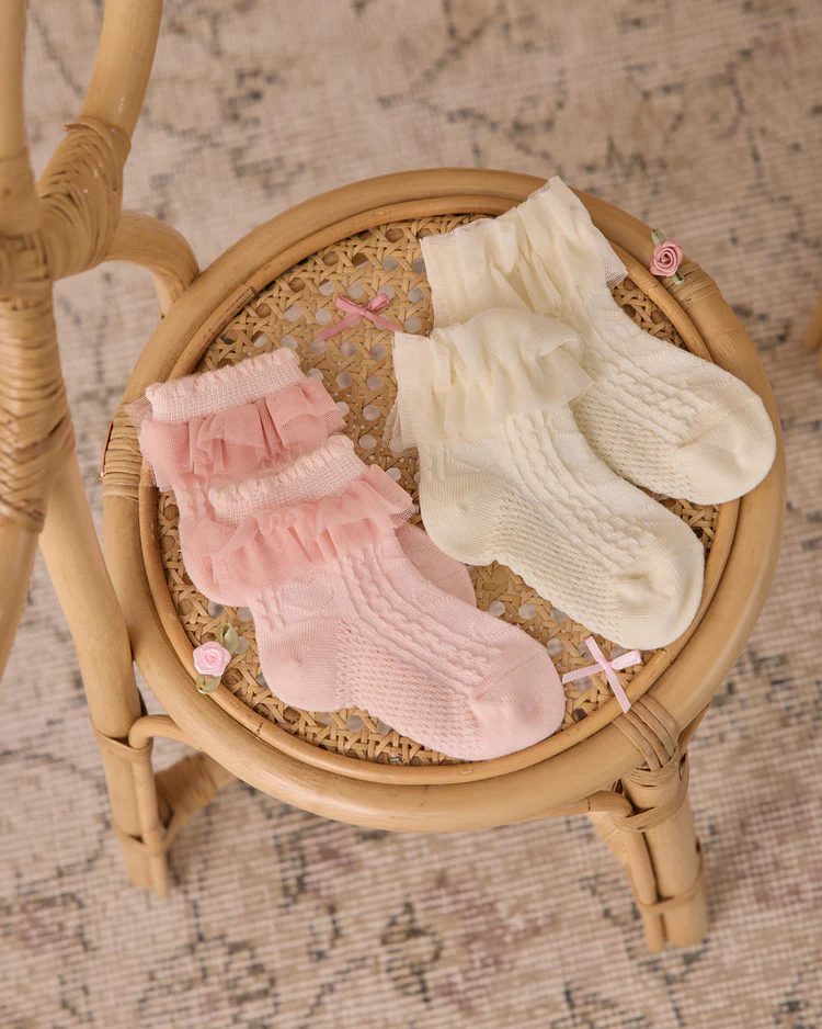 Ruffle Socks || Blush/Ivory