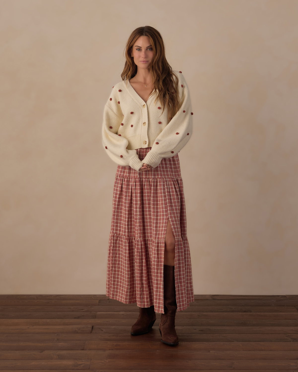 Womens Tiered Midi Skirt || Vintage Plaid
