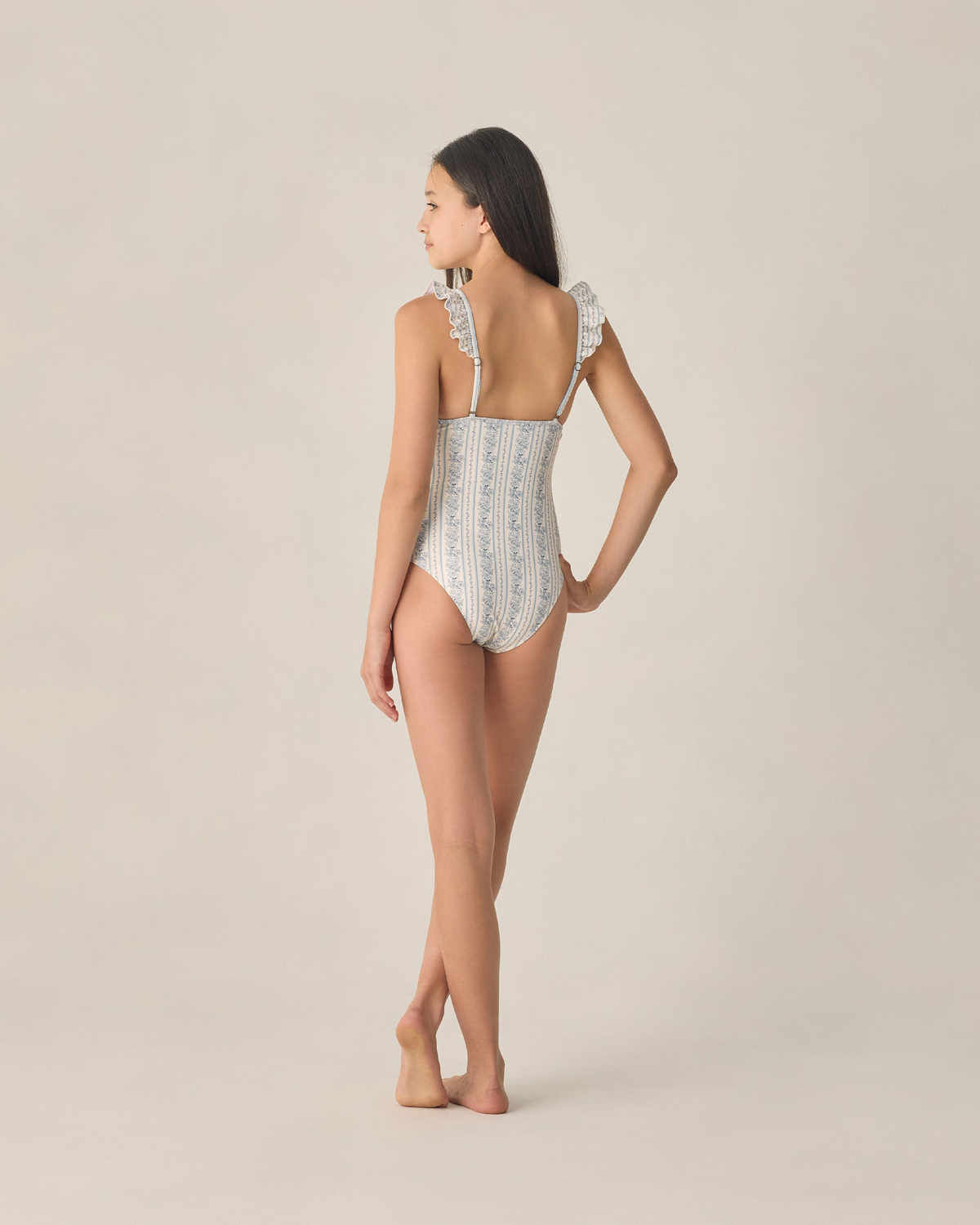 Teen One Piece Swim Suit || Blue Floral