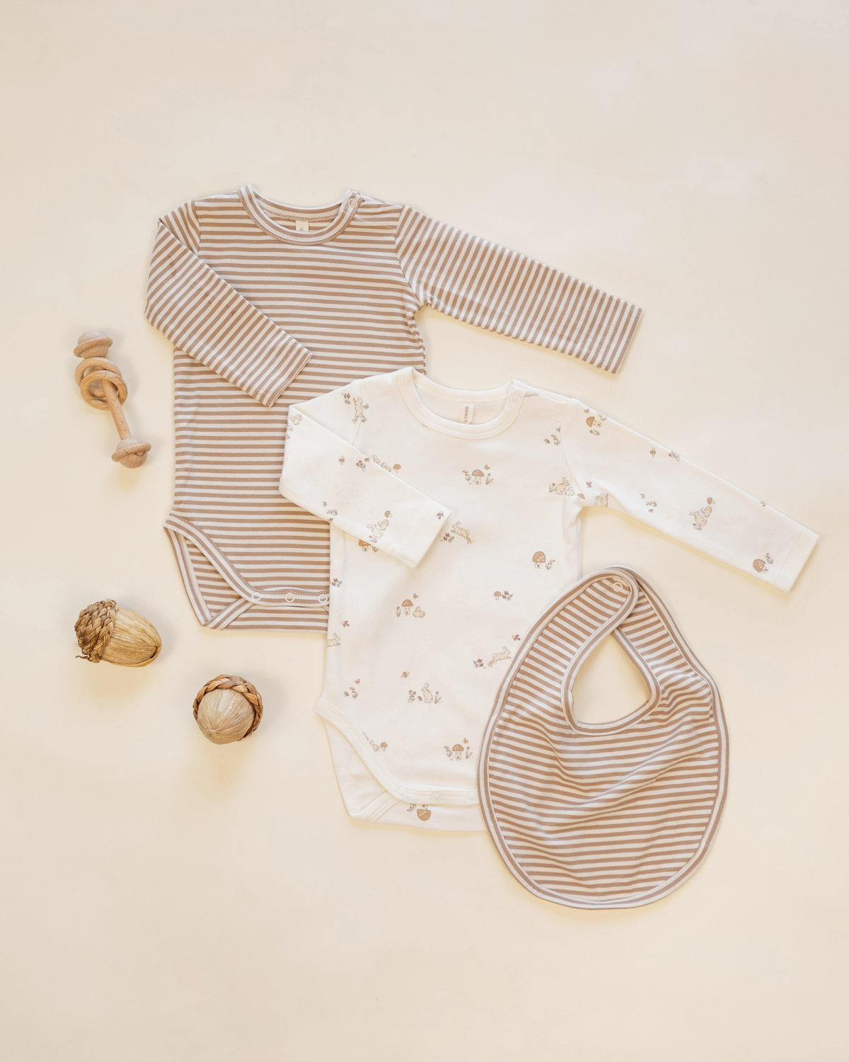 Jersey Bodysuit 2 Pack || Bunnies/Almond Stripe
