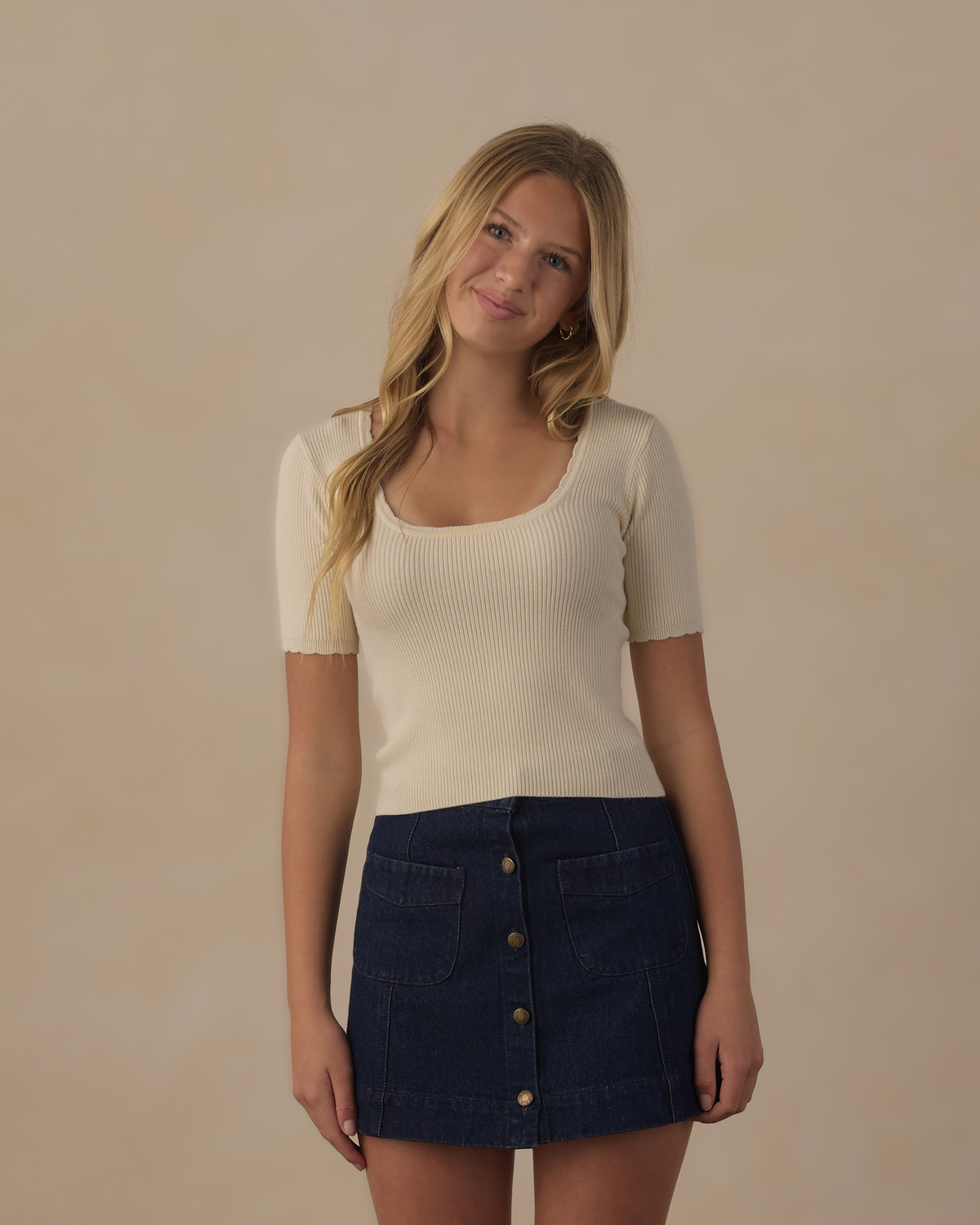 Teen Scallop Tee || Natural