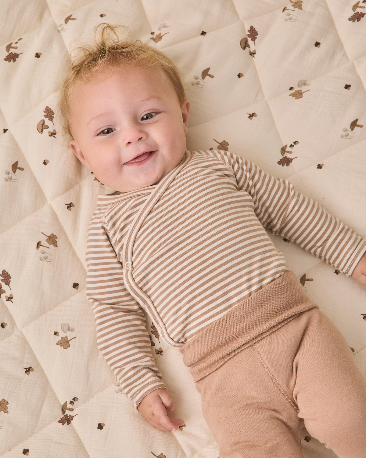 Side Snap Bodysuit + Pant Set || Almond Stripe