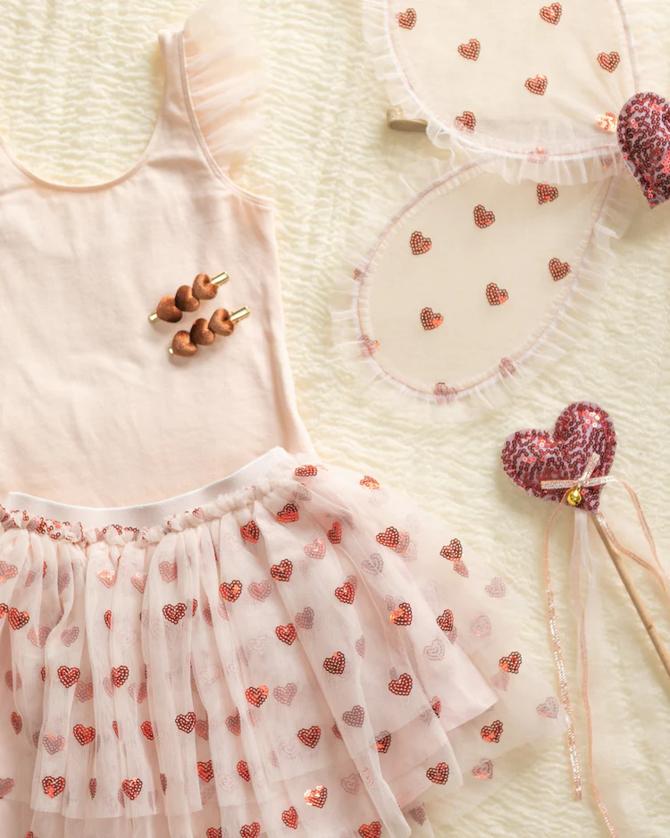 Velvet Heart Clips || Red