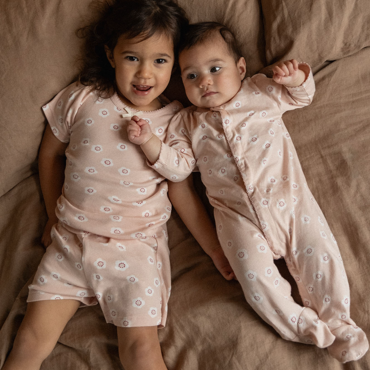 Shortie Pyjama Set || Flora Stamp Rose Dust