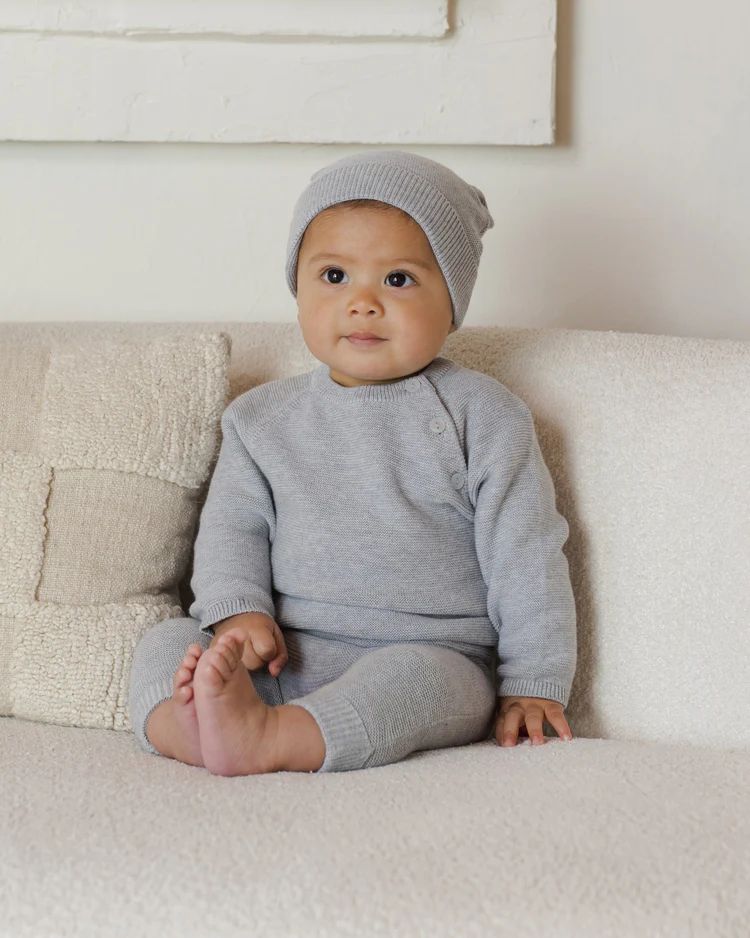 Knit Pant || Heathered Dusty Blue