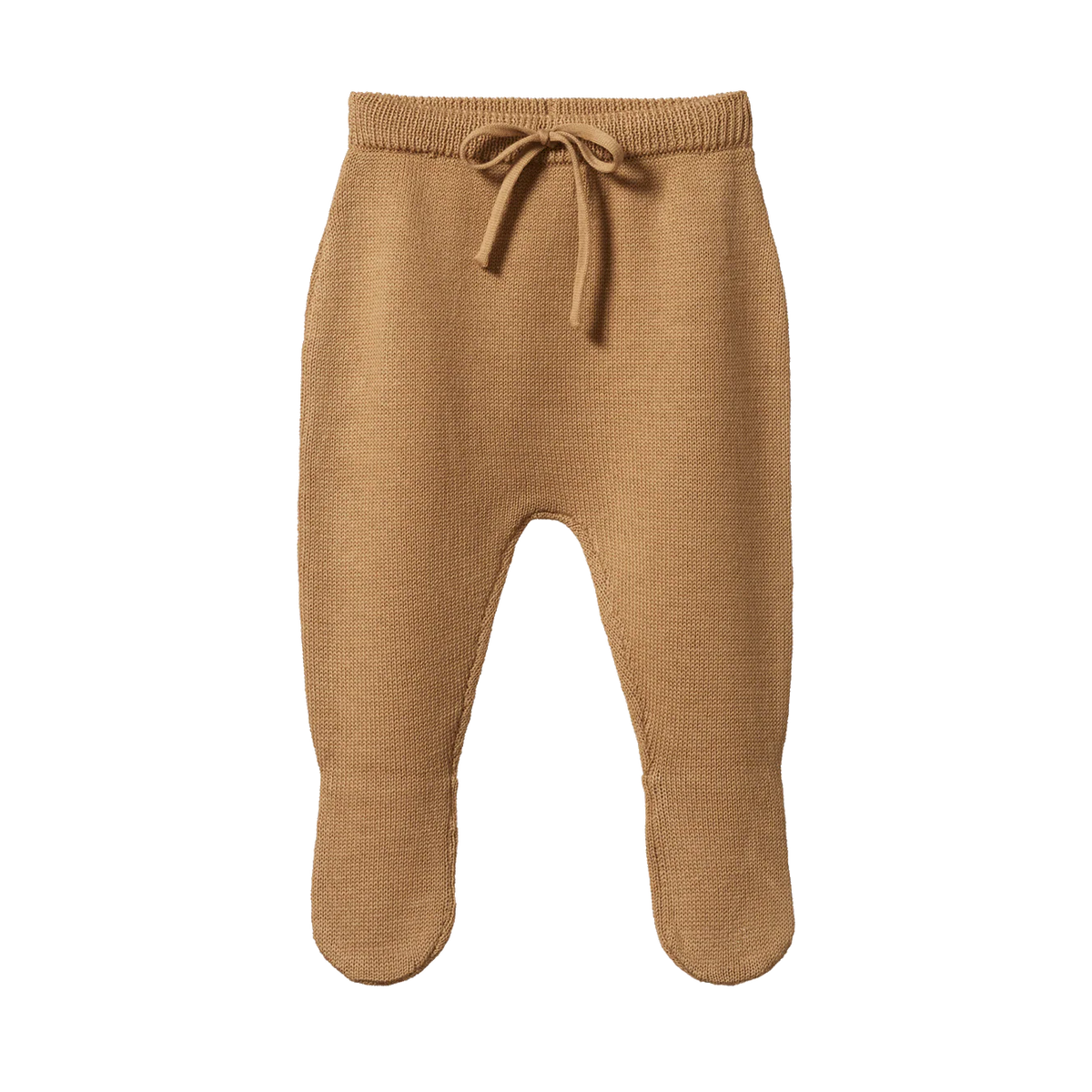 Merino Knit Footed Rompers || Caramel