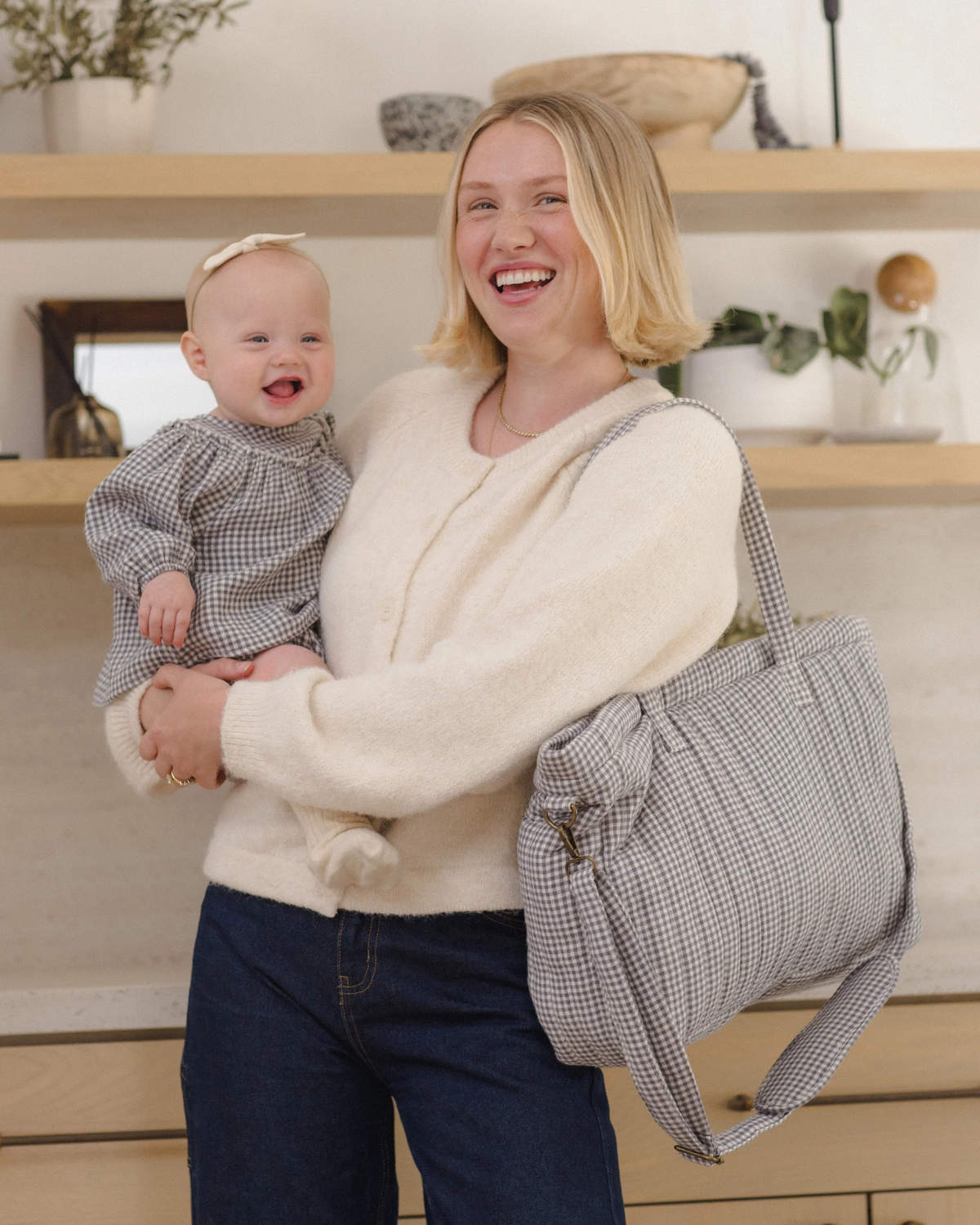 Diaper Bag + Changing Pad Set || Midnight Gingham