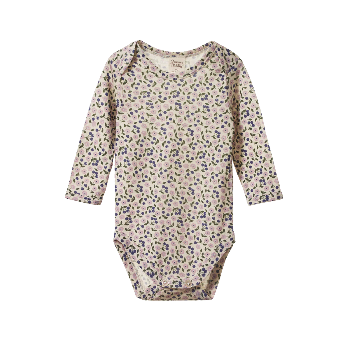 Merino Essentials Long Sleeve Bodysuit || Briarwood Lilac Print