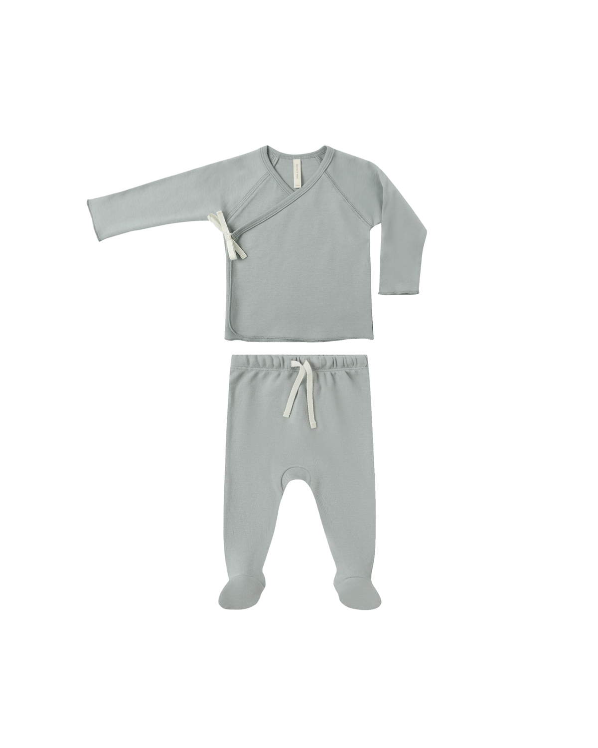 Wrap Top + Footed Pant Set || Steel Blue
