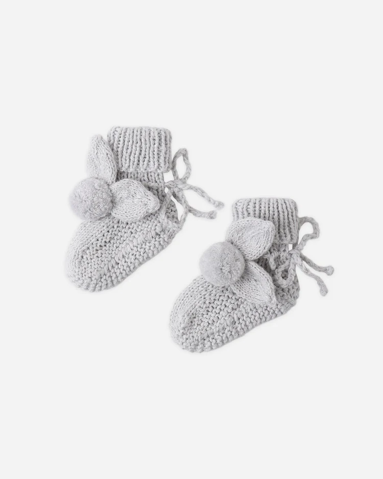 Bunny Knit Booties || Heathered Sky