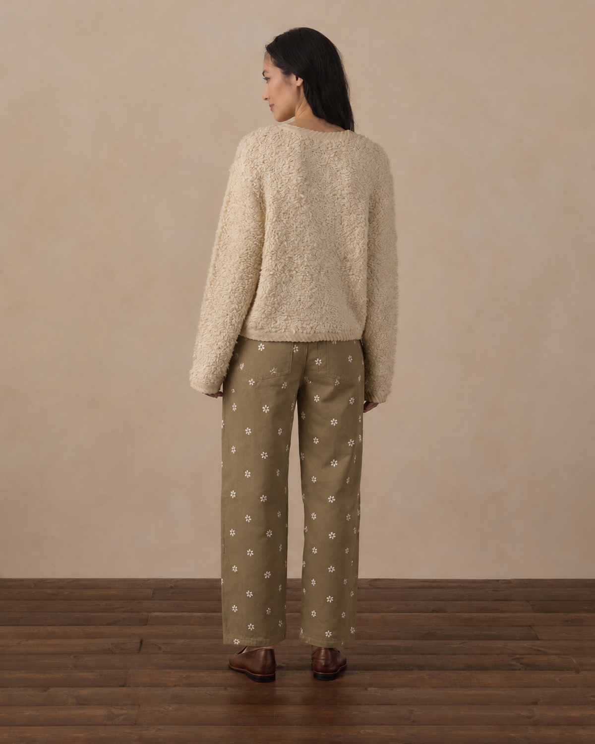 Womens Barrel Denim || Embroidered Daisies