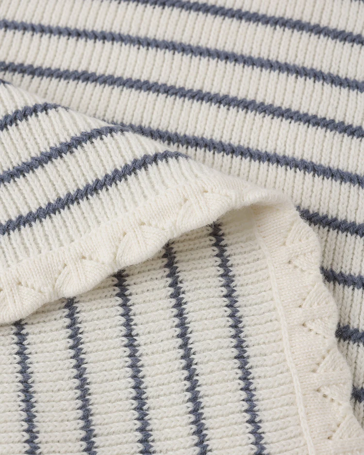 Womens Knit Vest || Marine Stripe