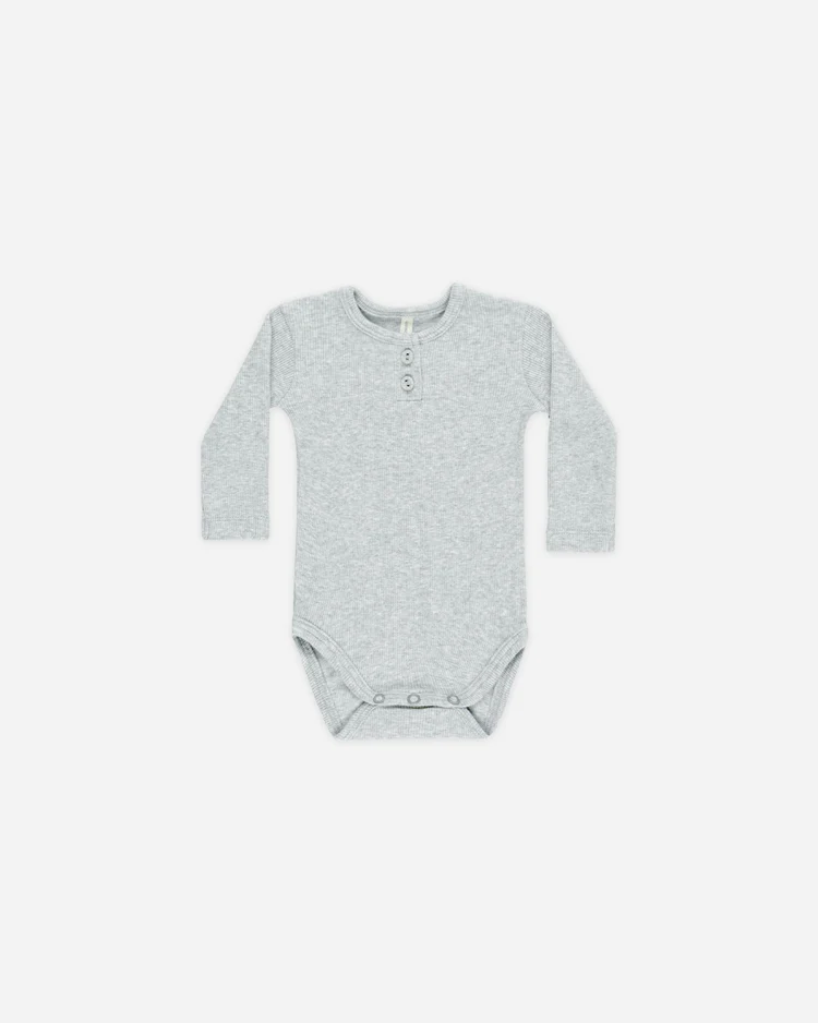Ribbed Long Sleeve Onesie || Dusty Blue