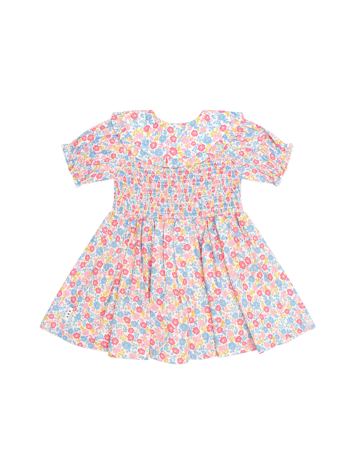 Vintage Floral Shirred Collared Dress