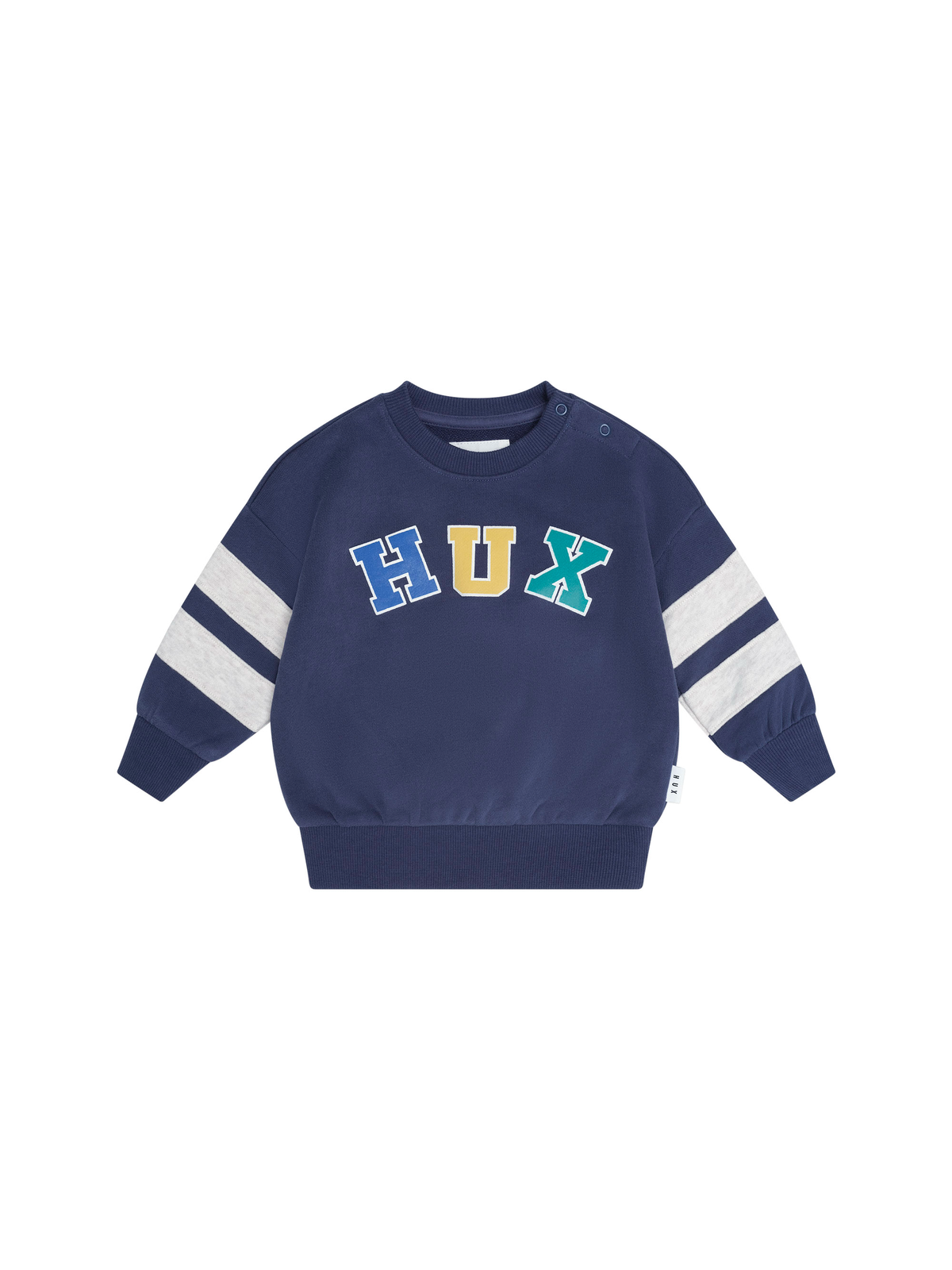 Hux Flocked Spliced Sweatshirt || Navy