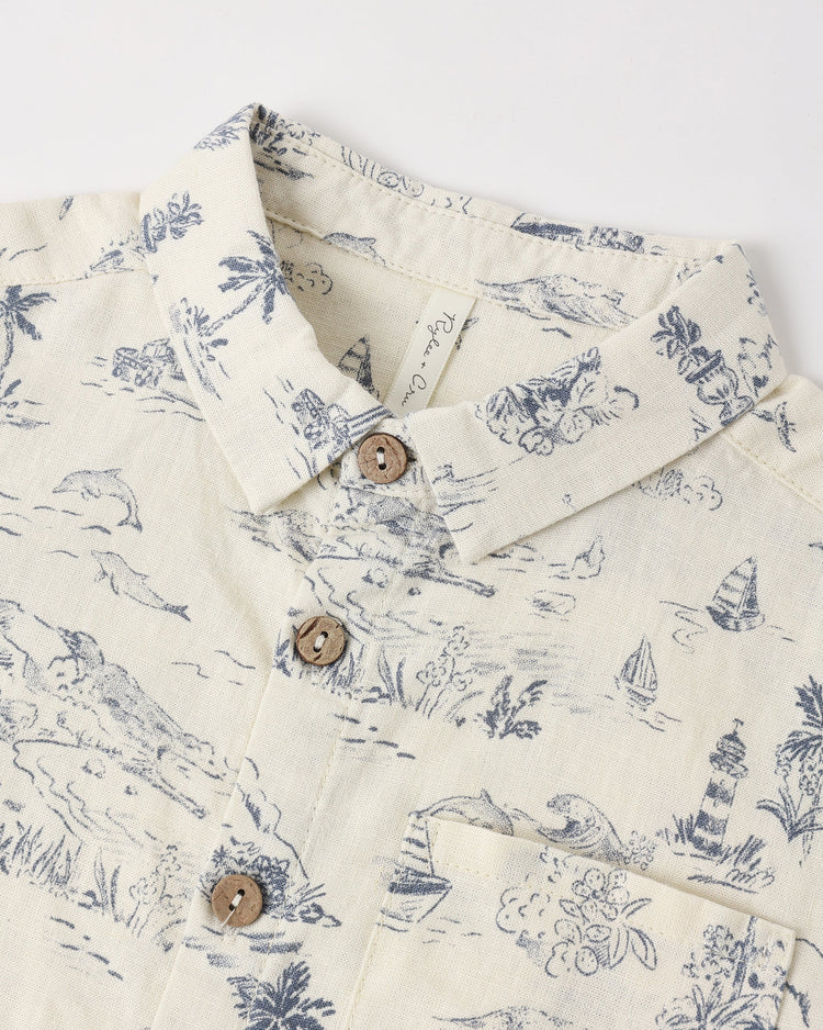 Collared Short Sleeve Shirt || Anchors