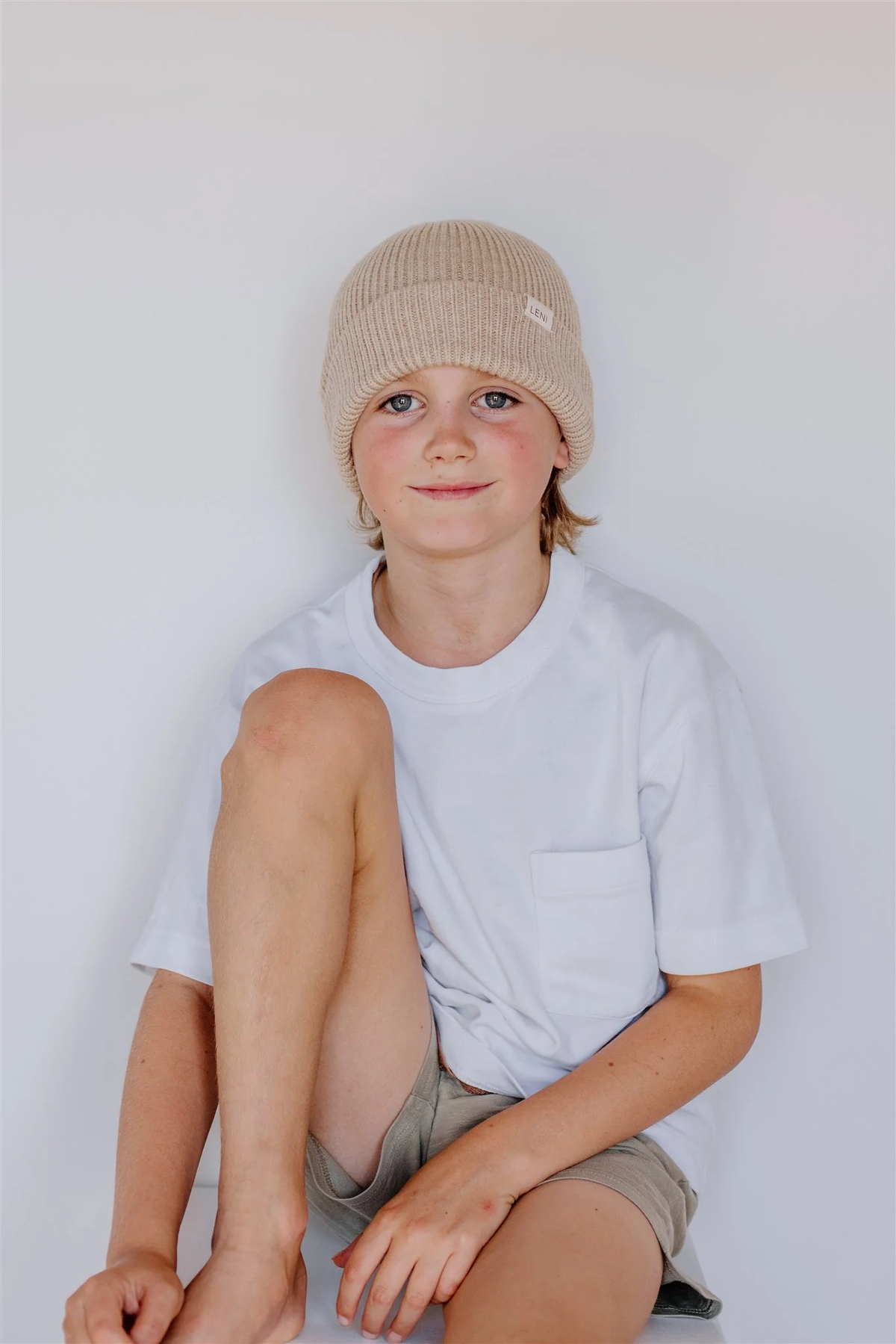 Kids Merino Rib Beanie || Oat