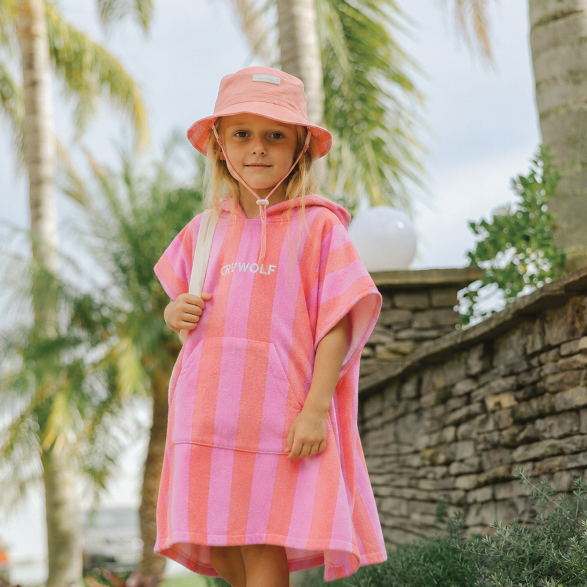 Hooded Towel || Flamingo Stripe