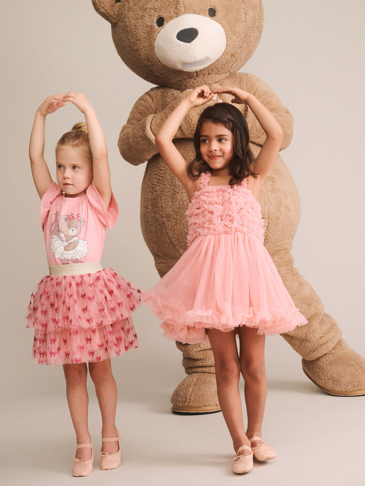 Glitter Bow Tiered Skirt || Vintage Pink