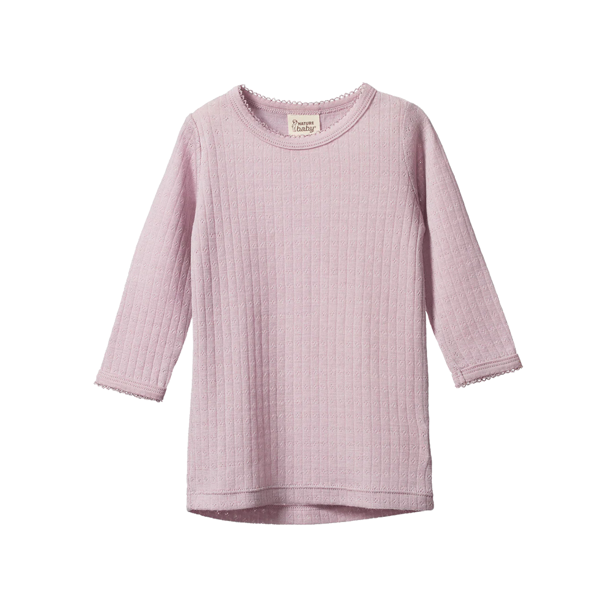 Merino Essentials Pointelle Long Sleeve Cloud Tee || Lilac