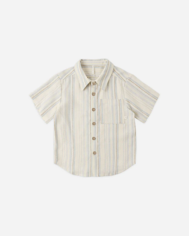 Collared Short Sleeve Shirt || Sea Stripe
