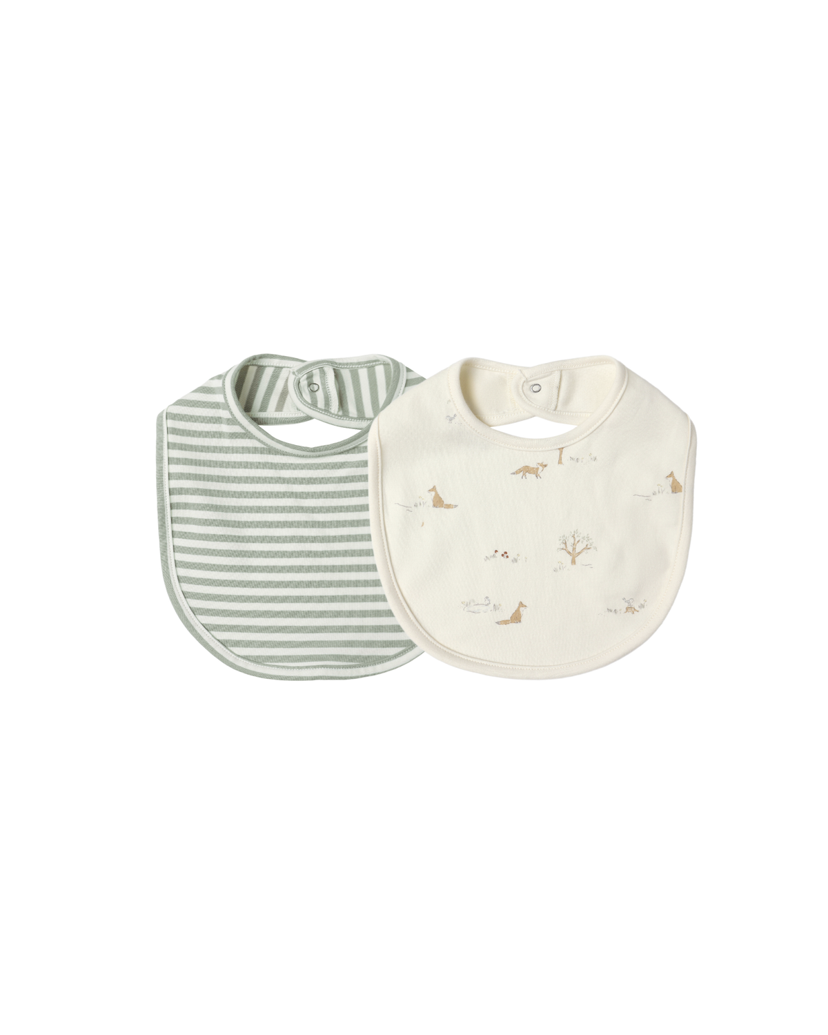 Jersey Snap Bib 2 Pack || Fox Land/Fern Stripe
