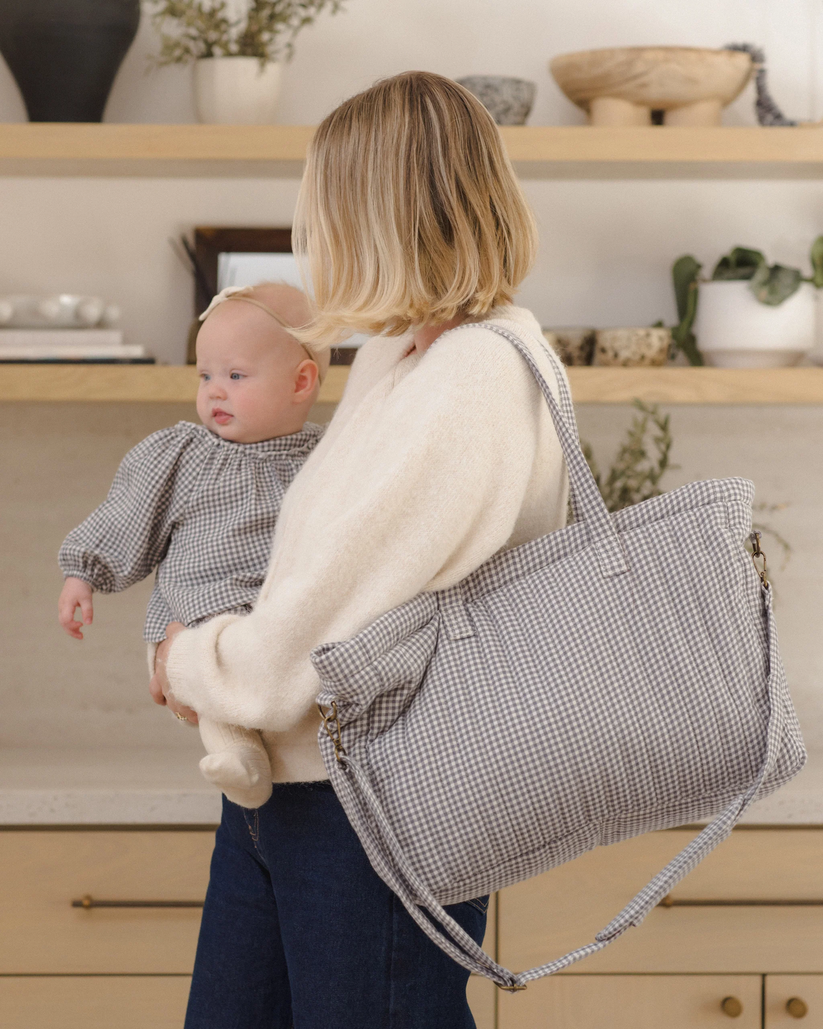 Diaper Bag + Changing Pad Set || Midnight Gingham