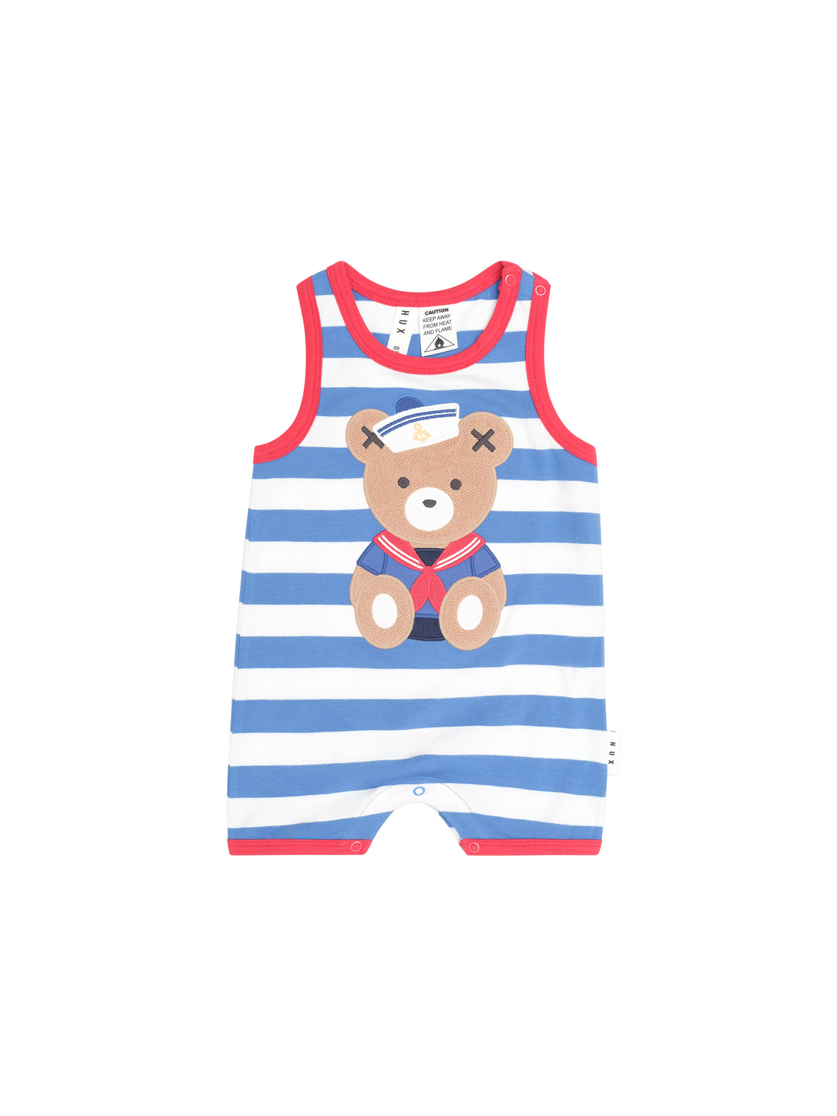 Nautical Stripe Hux Short Sleeve Romper || Nautical/Almond Stripe
