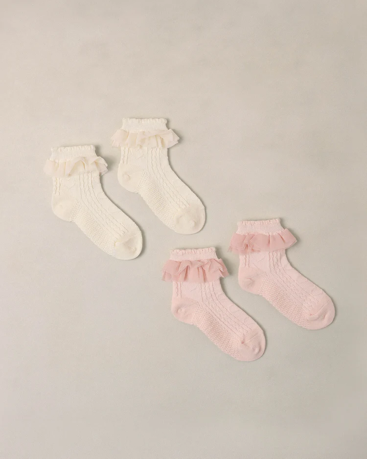 Ruffle Socks || Blush/Ivory
