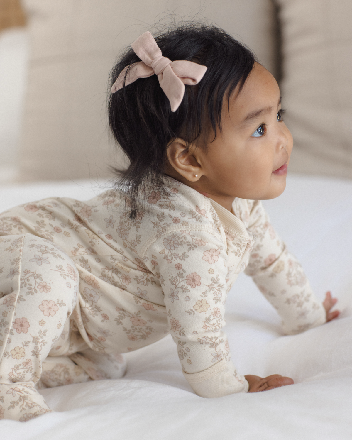 Zip Long Sleeve Sleeper Footie || Floral Vine